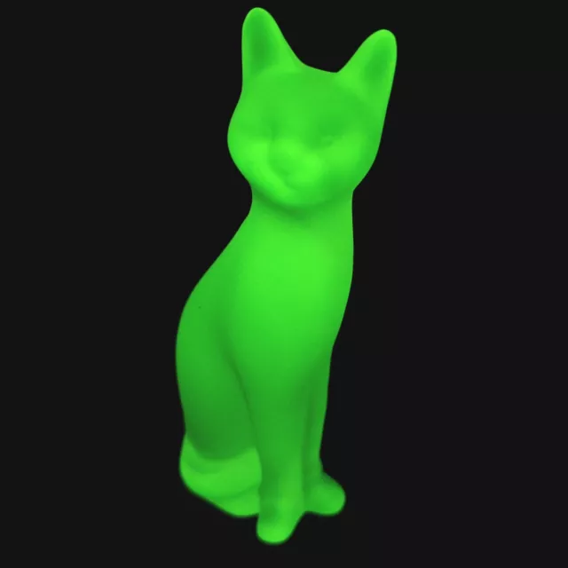 Uranium Cat Vaseline Glass Yellow Frosty Glass Figurine Uranum Depression Glass