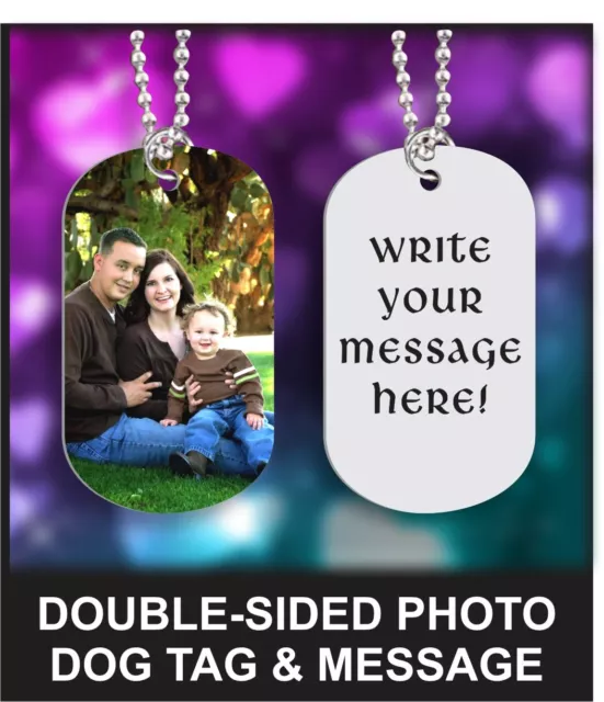 Personalized Double Side Photo Dog Tag Necklace Keychain