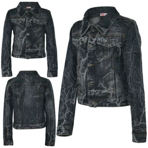 Bambine Jeans Giacche Designer Stampa Jeans Neri Moda Cappotto 5-13 Anni