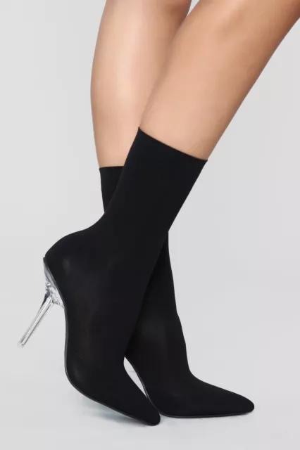 Fashion Nova As You Know It Ankle Sock Boots in Black size 6