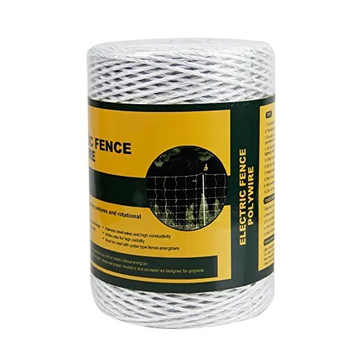 Farmily Portable Electric Fence Polywire 1312 Feet 400 Meter 6 Conductors Whi...