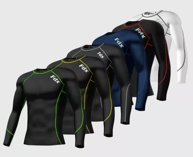 Camicie sportive FDX armatura a compressione da uomo base strato top manica lunga palestra termica