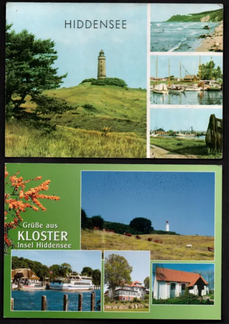 AK Insel Hiddensee Kloster Vitte Neuendorf Hucke Boot Hafen Leuchtturm echt Foto