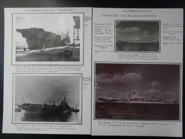 2. Weltkrieg 3 offizielle Fotos des Flugzeugträgers HMS unermüdlich & 1 große Kopie AC31