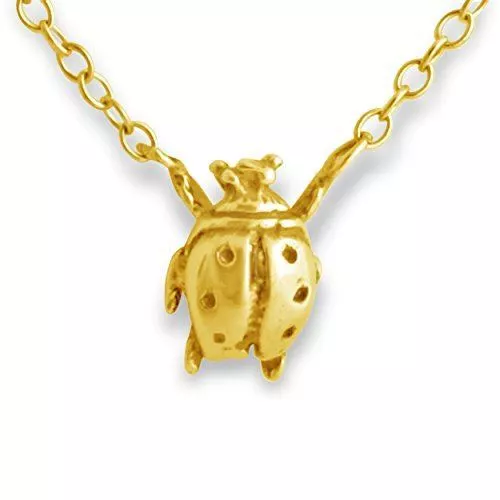 Azaggi Gold Plated Necklace Ladybug Pendant Flying Insect Bug Jewelry Women Gift