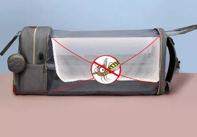 Foldable Diaper Bag Baby Bed Portable Bassinet Crib Backpack Travel/Sleep 8