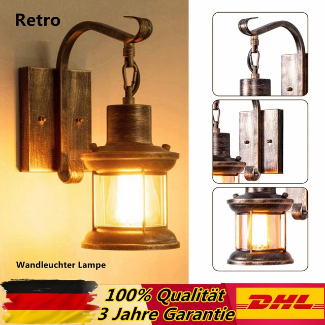 Vintage Wandleuchter Lampe Veranda Garten Licht Industriell Metall Außen Leuchte