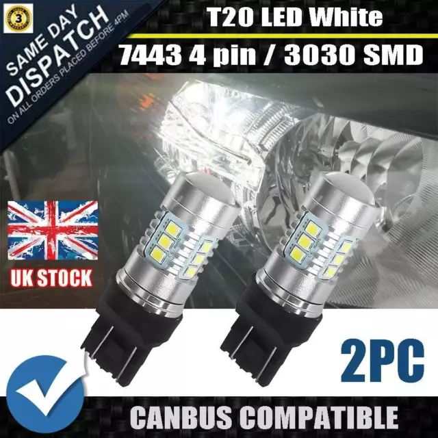 T20 7443 580 For Corsa Astra Insignia Led White Drl Sidelight Error Free Canbus