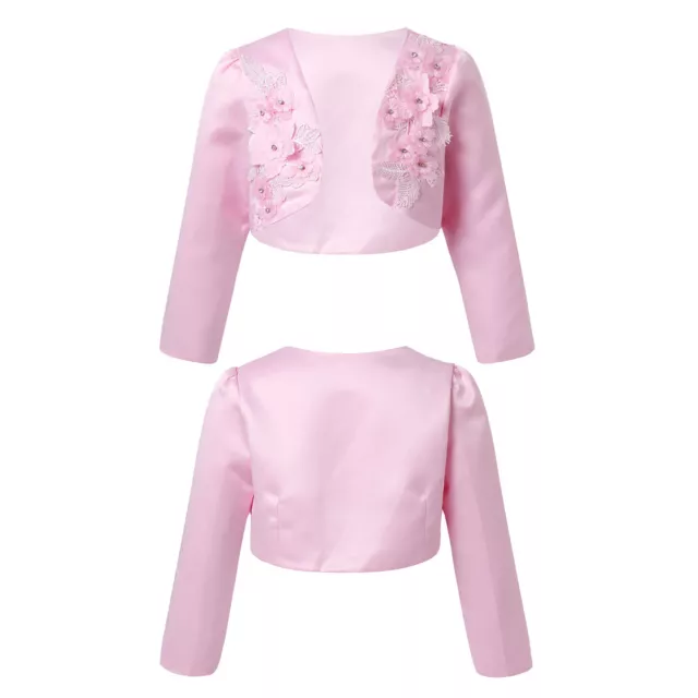 Mädchen Bolero Schulterjacke Langarm Jäckchen mit Blumen Strickjacke zum Kleid