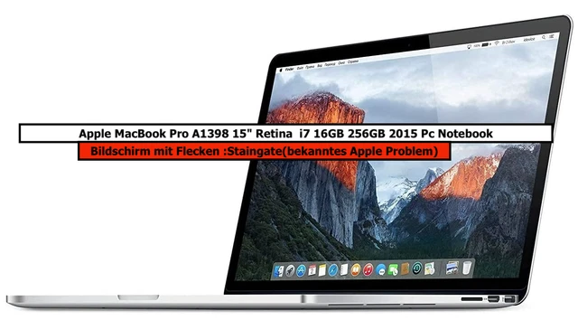 Apple MacBook Pro A1398 15" Retina i7 16 GB 256 GB 2015 notebook pc | STAINGATE Apple MacBook Pro A1398 15" Retina i7 16 GB 256 GB 2015 notebook pc | STAINGATE