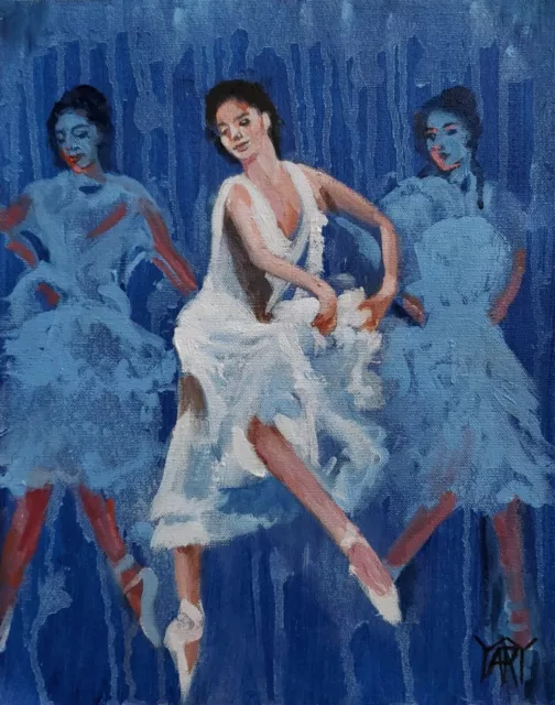 YARY DLUHOS Women Figures Ballet Dance Music Theater Original Art Oil Painting