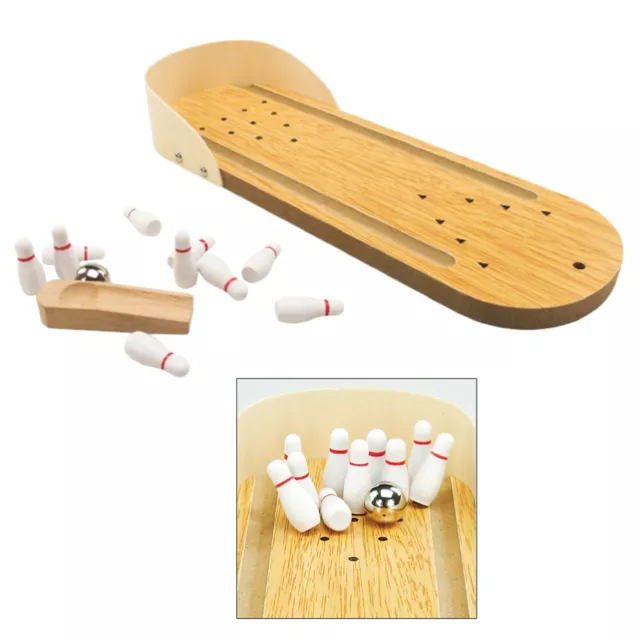 Holz Mini Bowling Spiel Set Tabletop Bowling Toy Interaktives Desktop-Spiel