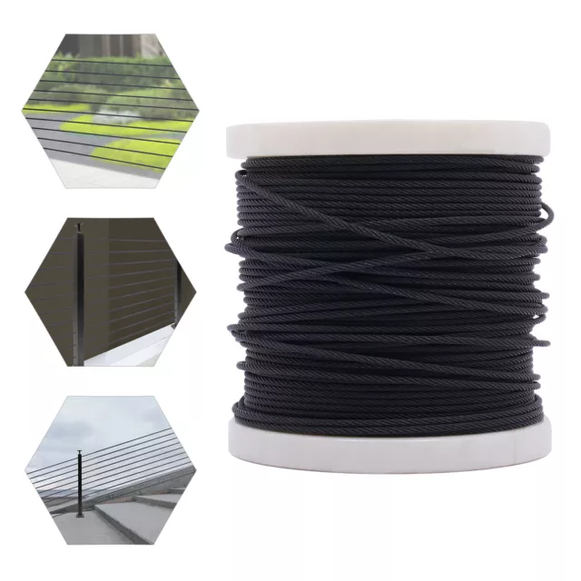 200-400ft Black Cable Wire Rope 1/8" SS316 Aircraft Cable Railing Kit 7X7 Strand