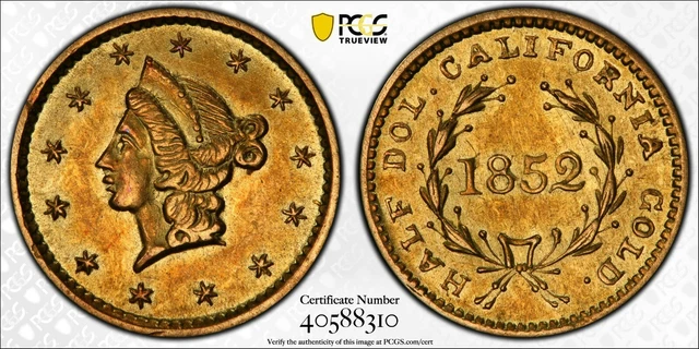 1852 California Fractional GOLD HALF DOLLAR *PCGS UNC* BG-401 *SUPER FAST SHIP!!
