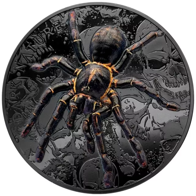 Silbermünze Thai-Vogelspinne (1.) Dark Nature 2023 - Palau - 3 Oz Black Proof