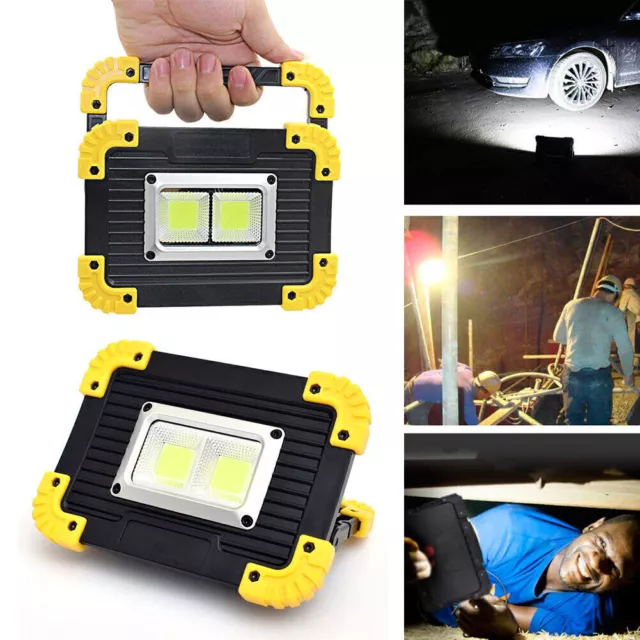 2X USB Rechargeable LED COB Work Light Outdoor Camping Floodlight Emergency Lamp