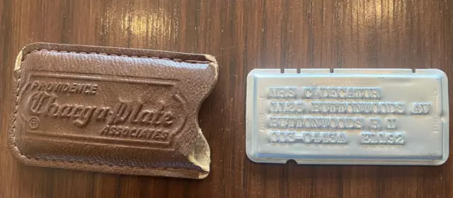 Vintage Charga - Metal Plate Credit Card Providence RI w case  Farrington Mfg