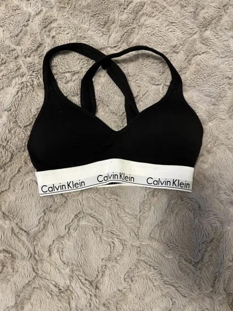 Calvin Klein Womens Hibiscus Lace Unlined Triangle Bralette,Black