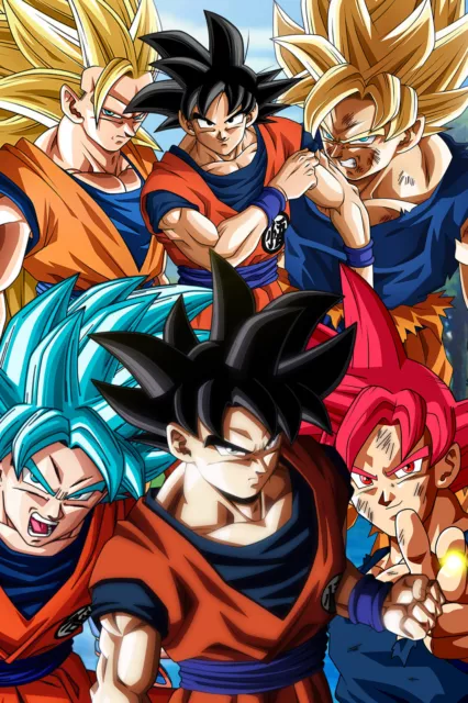 Dragon Ball Poster Gohan forms DBZ and GT Logos 12in x 18in Free