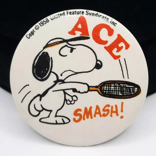 Snoopy Tennis Ace Pin VTG Copyright Date 1958 Peanuts United Feature