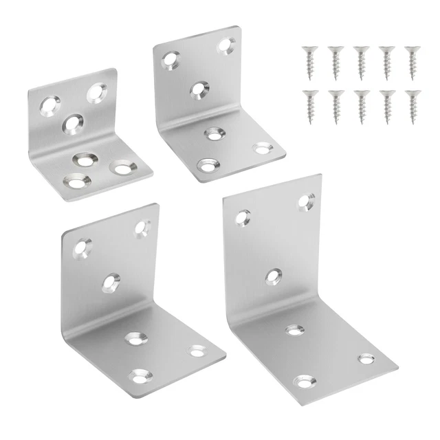 Pack Of 10 Steel Angle Brackets - 25mm X 27mm X 38mm With Adjustable Slot, Hafele