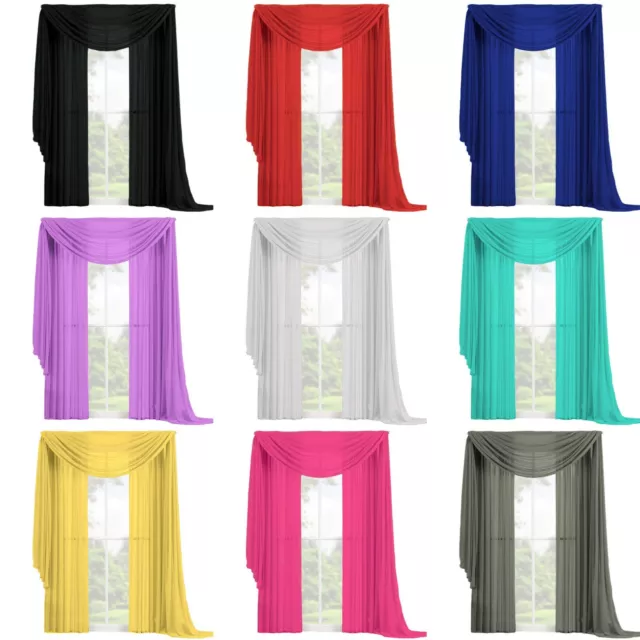 3 PC Complete Set 2 Panels and 1 Scarf Fully Stitched Sheer Window Curtain Drape