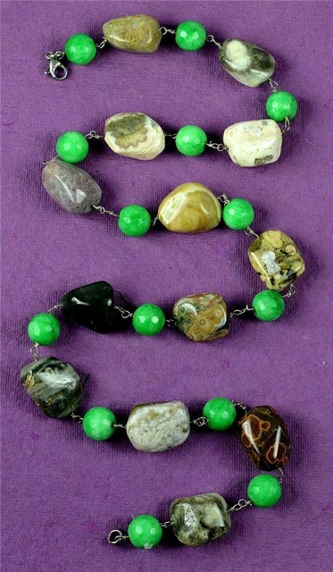 Naturel Déguisement Onyx & Jasper Pierre Précieuse Perles Fait Plaqué Argent