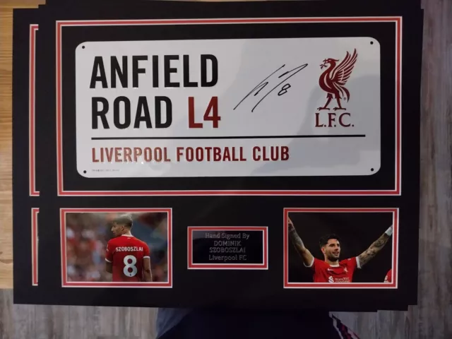 Dominik Szoboszlai Hand Signed Anfield Road Sign In Classic Frame