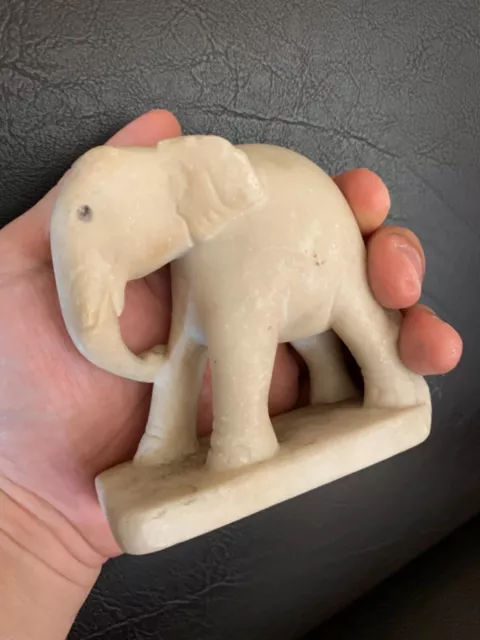 Antique Burmese 19th Century Mandalay style elephant marble sculpture 5
