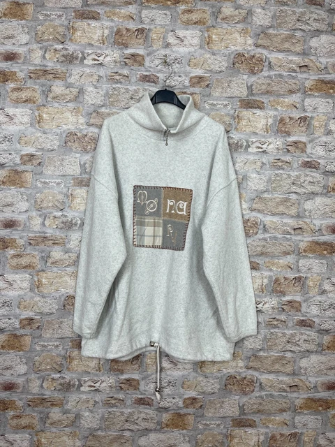 Vtg fleece Navajo 90's grey speckle embroidered sweater mens jacket medium #214