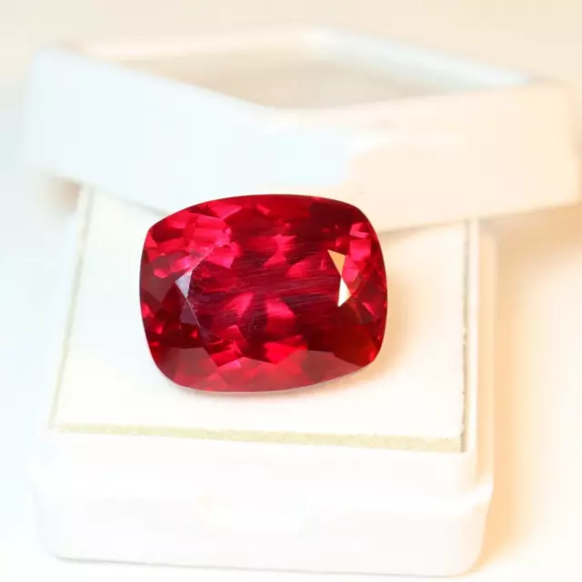 Top Grade A++ Genuine Natural Red Ruby Faceted CushionVVS Loose 26.54Ct Gemstone
