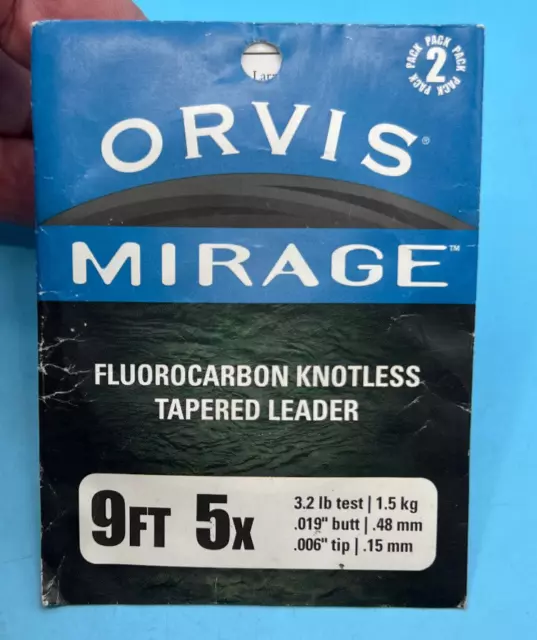 Orvis Mirage Fluorocarbon Knotless Trout Leader 9FT 5X - 2 pack