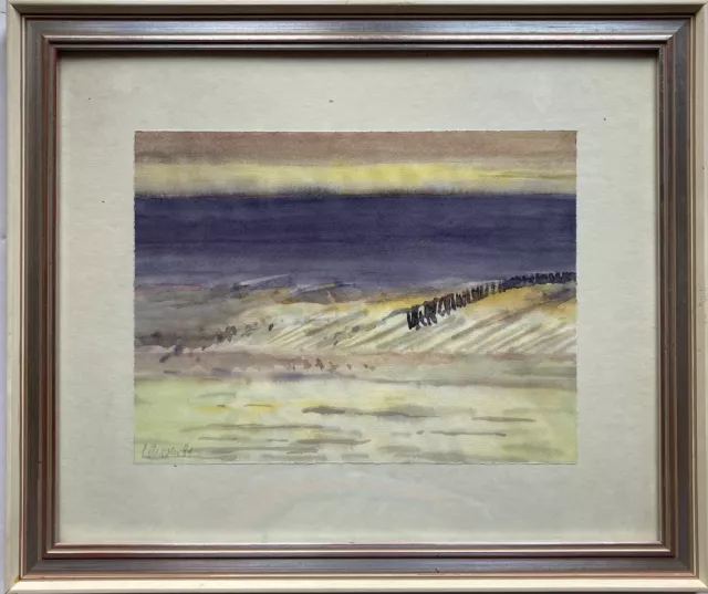 Acquerello impressionista Petersen 1981 dune sul mare spiaggia Sylt? 31,5 x 37,5 cm