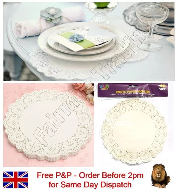 40 Paper Doilies Doyleys Doiley Lace Style Table Setting Wedding Decoration Cake