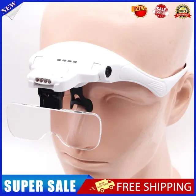 Lluminated Magnifier Head Magnifying Glass with 4 LED Light for Reading Repair