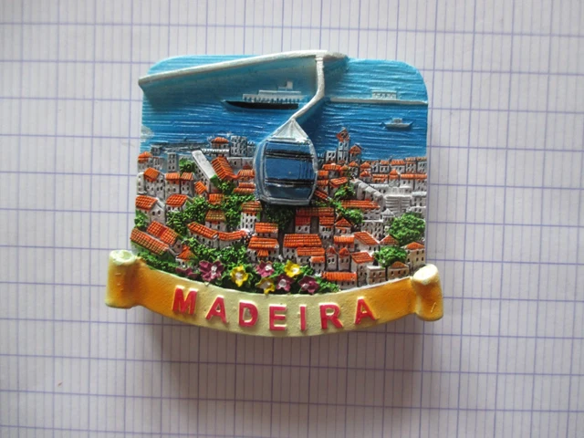 Aimant Frigo Souvenir - Île De Madère Multicolore En Plâtre (6cm) - Occasion