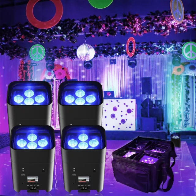 U`King Akku DJ Bühnenlicht 108W RGBWA UV 6 LED Par DMX APP Control / Tragetasche