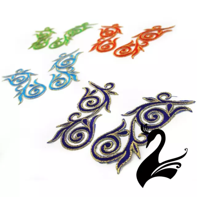 Motif Iron-On Embroidered Royal Swirl Applique Style 4988 12cm (Price per Pair)