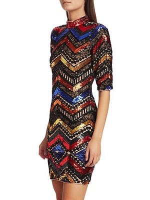 NWT Alice + Olivia Inka Rainbow Sequin Embellished Mini Dress Size 6
