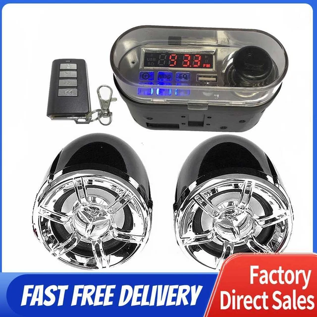 12V Motorcycle TF FM Radio Remote Control Motorbike Sound System Stereo Speakers