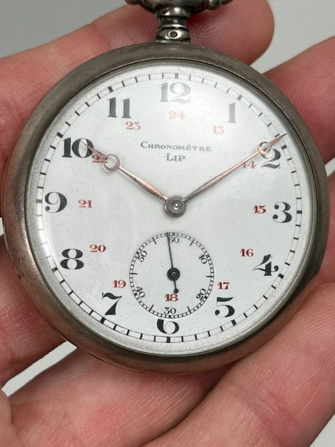 Montre Gousset Ancienne LIP – Chronomètre En Argent, Vintage, Pour Collectionneurs