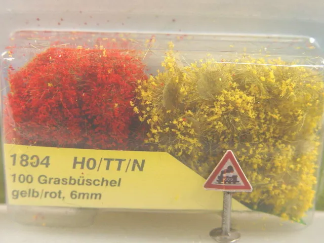 Grasbüschel - gelb u. rot blühend   - 100 Stck. - 6 mm  - Heki 1804 #E