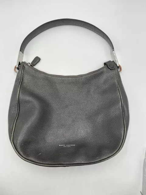 MARC JACOBS RECRUIT HOBO Black Pebbled Leather Shoulder Purse Bag 3