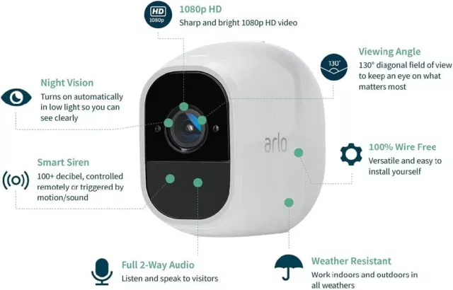 Arlo Pro 2 Wireless CCTV 1 Kamera Home Security System VMS4130P,  3