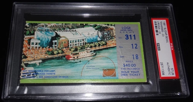 1991 Sugar Bowl Tennessee Volunteers Vs Virginia Vols Win 23-22 Ticket Psa Rare!