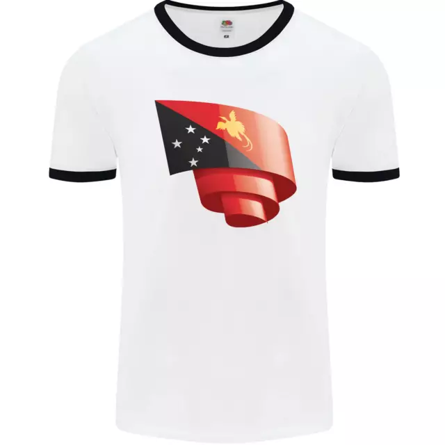 Rizado Papua Nuevo Guinea Bandera Día Fútbol Hombre Ringer Camiseta