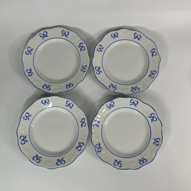 Set OF 4 PORCELAIN VISTA ALEGRE BLUE RUBAN BREAD & BUTTER PLATES 6” Replacement