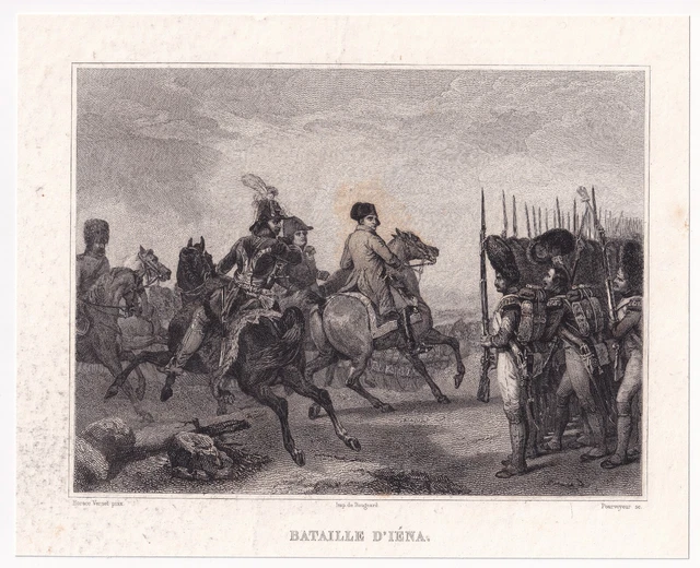 Gravure Originale 1837 – Carte De La Bataille De Iéna (Napoléon Bonaparte) – Signée