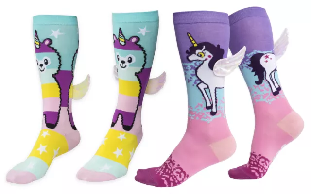 Girls Knee High Unicorn Socks with Wings UK 3-6 EUR 36-39 3D Cotton Sock