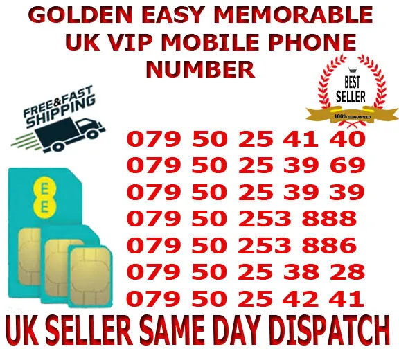 Numero Di Cellulare Vip Golden Easy Memorable Uk/Sim Platino (Rete Ee) B 21